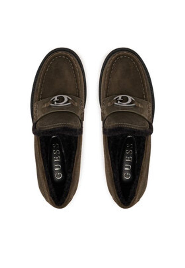 Guess Loafersy FLFYKY SUE14 Zielony. Kolor: zielony. Materiał: zamsz, skóra