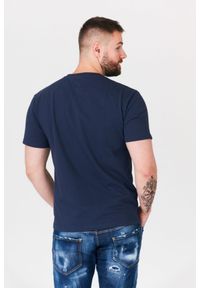 Tommy Jeans - TOMMY JEANS Granatowy t-shirt męski z wyszywanym logo, Rozmiar S. Kolor: niebieski