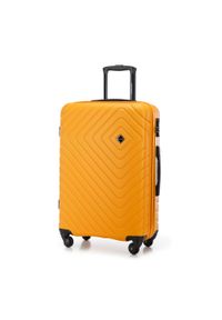 Wittchen - Średnia walizka z ABS-u z geometrycznym tłoczeniem pomarańczowa. Kolor: pomarańczowy. Materiał: poliester. Wzór: geometria #9