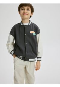 Reserved - Bawełniana bluza bomber - ciemnoszary. Kolor: szary. Materiał: bawełna #1
