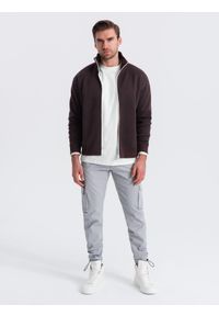 Ombre Clothing - Męskie spodnie STRAIGHT LEG cargo z trójkątnym pinem na kieszeni – szare V3 OM-PACG-0196 - XXL. Okazja: na co dzień. Kolor: szary. Materiał: bawełna, materiał, elastan. Wzór: gładki. Styl: elegancki, casual #6