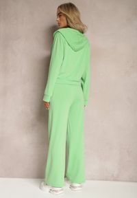 Renee - Jasnozielony Komplet Dresowy o Luźnym Kroju Bluza na Suwak z Kapturem i Spodnie Szerokie Ezorila. Kolor: zielony. Materiał: dresówka #2