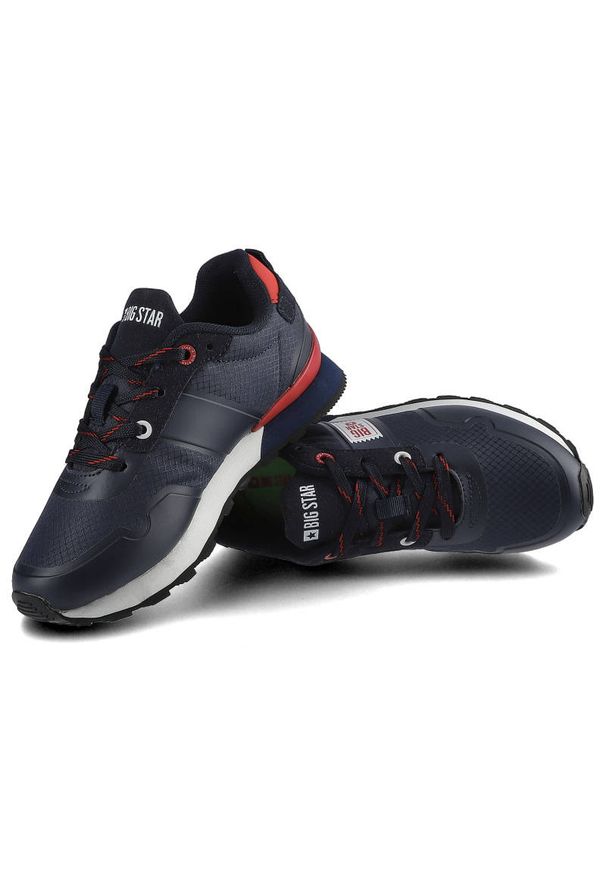 Big-Star - Granatowe Sneakersy Big Star Dziecięce Skórzane. Okazja: na uczelnię, na spacer. Kolor: niebieski. Materiał: skóra ekologiczna, materiał. Szerokość cholewki: normalna. Sport: turystyka piesza