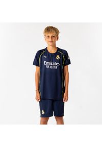 Strój Wyjazdowy Jude Bellingham Real Madrid 25/26 dla Dzieci. Kolor: niebieski. Materiał: poliester, dresówka. Styl: sportowy