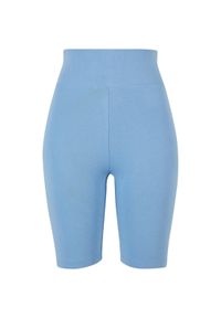 Szorty damskie z wysoką talią duże rozmiary Urban Classics. Kolor: niebieski. Długość: krótkie #1