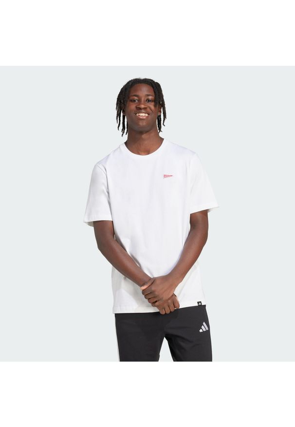 Adidas - Koszulka z grafiką Pennant Trim. Kolor: biały. Materiał: bawełna