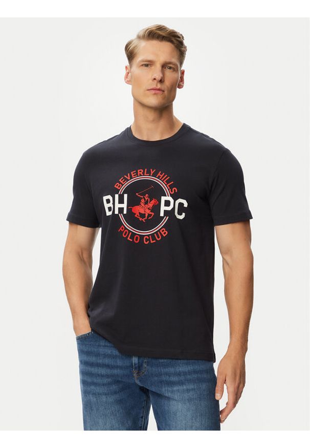 Beverly Hills Polo Club T-Shirt P-SS26M-TS1258 Granatowy Regular Fit. Typ kołnierza: polo. Kolor: niebieski. Materiał: bawełna