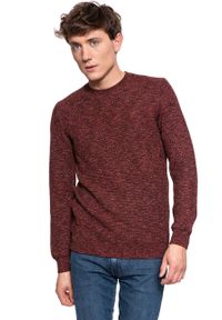 Mustang - MĘSKI SWETER MUSTANG Muline Jumper GARNET 1006554 7146. Kolor: czerwony. Wzór: melanż