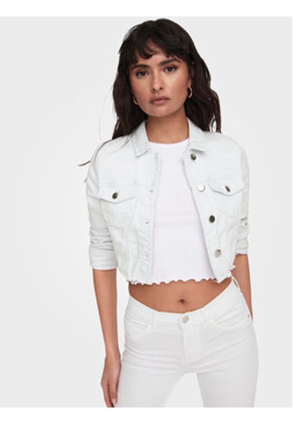 only - ONLY Kurtka jeansowa Wonder 15256098 Biały Regular Fit. Kolor: biały. Materiał: bawełna