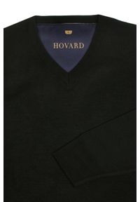 Hovard - Wełniany Sweter V-Neck - HOVARD - Czarny. Okazja: do pracy, na spotkanie biznesowe, na co dzień. Kolor: czarny. Materiał: wełna, akryl. Styl: klasyczny, casual, elegancki, biznesowy