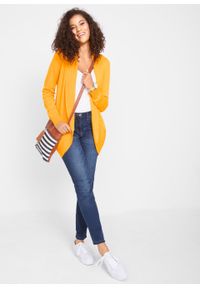 Sweter bez zapięcia, długi rękaw bonprix żółto-pomarańczowy. Kolor: żółty. Długość rękawa: długi rękaw. Długość: długie #6
