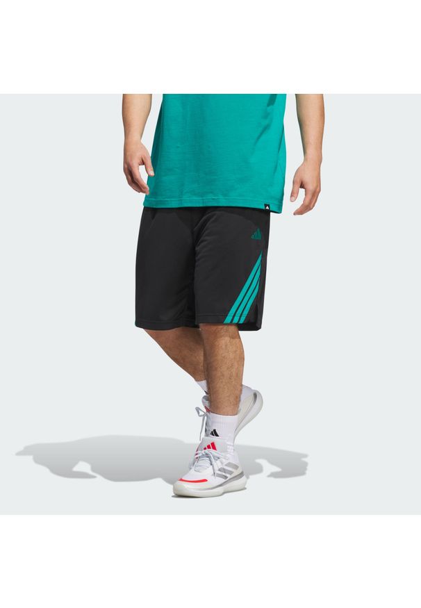 Adidas - Szorty Legends 3-Stripes Basketball. Kolor: niebieski, wielokolorowy, czarny. Materiał: materiał. Sport: koszykówka