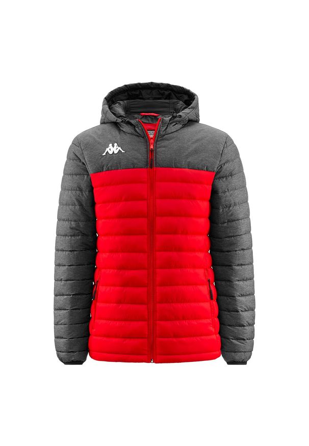 Dziecięca kurtka puchowa Kappa Lamezio. Kolor: czerwony, szary, wielokolorowy. Materiał: puch. Styl: sportowy