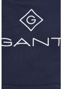 GANT - Gant Bluza męska kolor granatowy z kapturem z aplikacją. Okazja: na co dzień. Typ kołnierza: kaptur. Kolor: niebieski. Materiał: dzianina. Długość rękawa: raglanowy rękaw. Wzór: aplikacja. Styl: casual #4