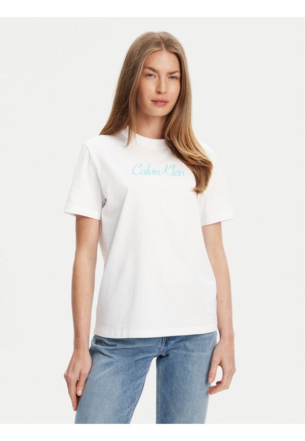 Calvin Klein Jeans T-Shirt Classic Logo LV047C854G Biały Regular Fit. Kolor: biały. Materiał: bawełna