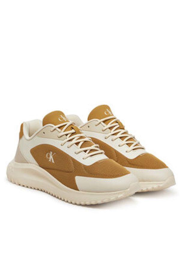 Calvin Klein Jeans Sneakersy Eva Runner Low Mesh Mix YM0YM01185 Żółty. Kolor: żółty. Materiał: materiał