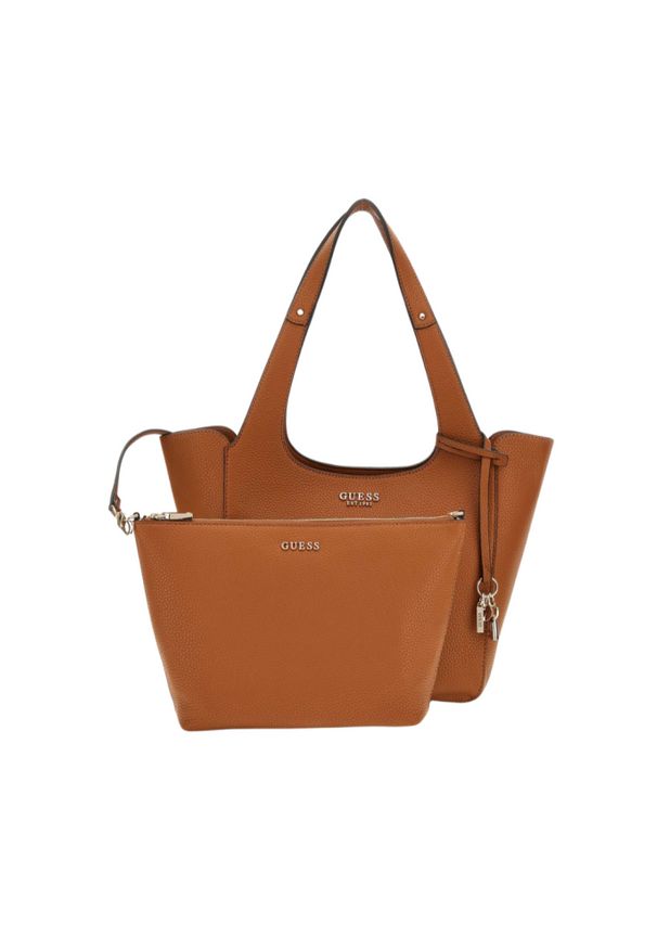 Guess - GUESS Brązowa shopperka damska Calista 2 In 1. Kolor: brązowy. Materiał: skórzane