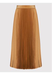 Simple Spódnica plisowana SDD006 Brązowy Regular Fit. Kolor: brązowy. Materiał: syntetyk