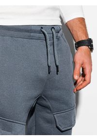 Ombre Clothing - Spodnie męskie dresowe joggery P904 - grafitowe - L. Kolor: szary. Materiał: dresówka #5