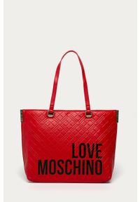 Love Moschino - Torebka. Kolor: czerwony. Wzór: gładki. Materiał: skórzane. Rozmiar: duże. Rodzaj torebki: na ramię #1