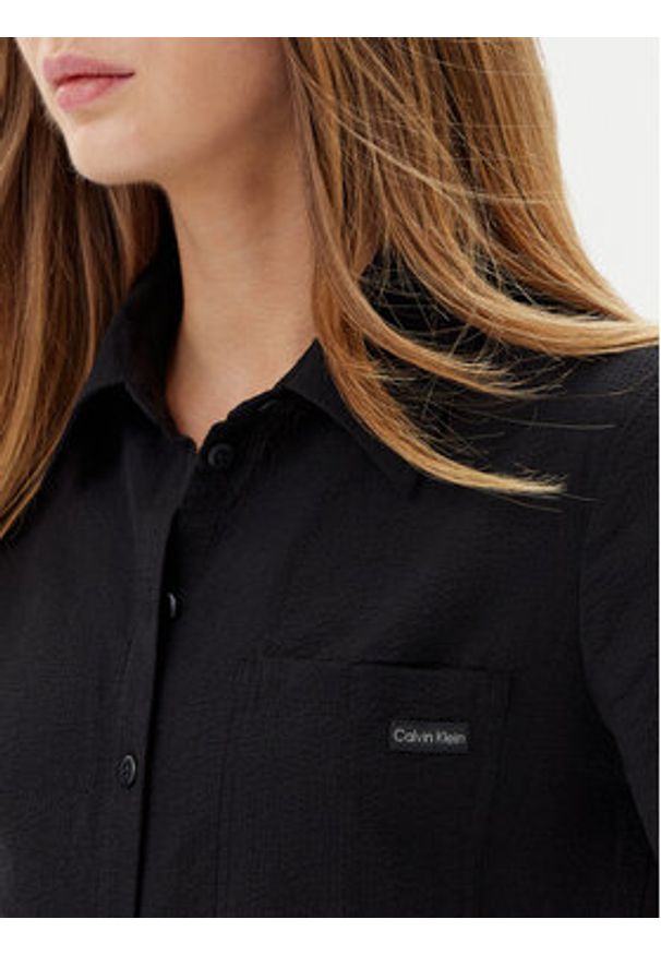 Calvin Klein Jeans Sukienka koszulowa J20J225299 Czarny Regular Fit. Kolor: czarny. Materiał: bawełna. Typ sukienki: koszulowe