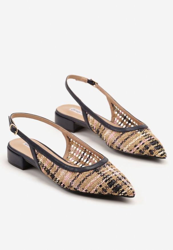 Renee - Granatowe Szydełkowe Sandały Slingback Odirissea. Zapięcie: sprzączka. Kolor: niebieski. Sezon: lato. Obcas: na szpilce. Styl: elegancki