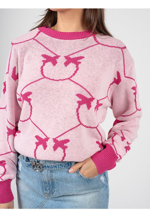 Pinko Sweter "Abbey" | 100304 Y7VF | Kobieta | Różowy. Okazja: na co dzień. Kolor: różowy. Materiał: bawełna, akryl. Styl: elegancki, casual