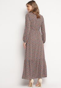 Born2be - Ciemnozielona Sukienka Hesolis. Kolor: zielony. Wzór: aplikacja, kwiaty, nadruk. Typ sukienki: koszulowe. Styl: klasyczny. Długość: maxi #6