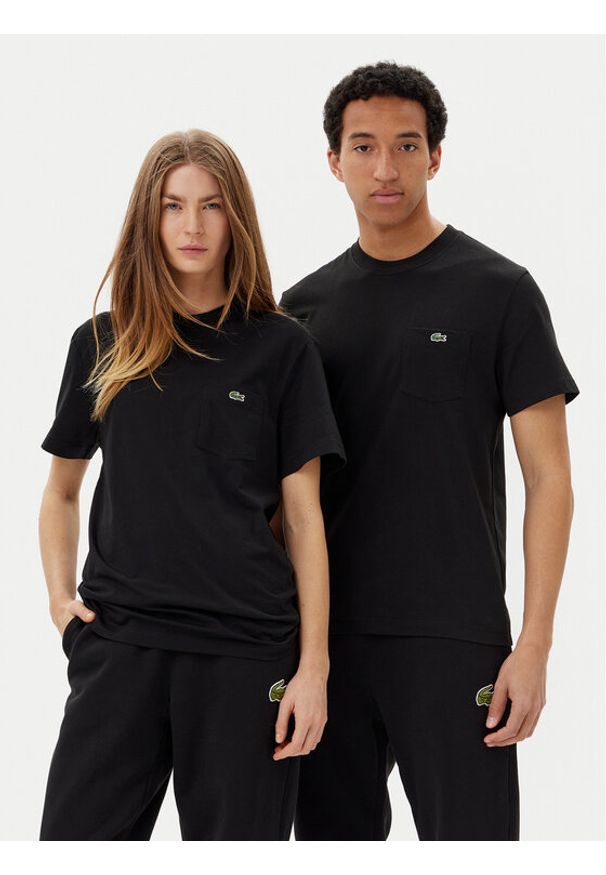 Lacoste T-Shirt TH2827 Czarny Regular Fit. Kolor: czarny. Materiał: bawełna