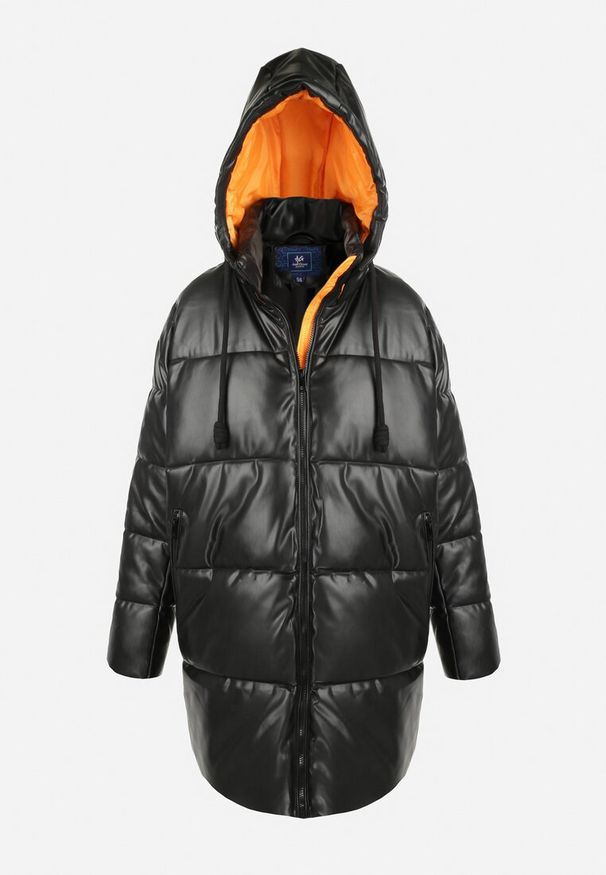 Born2be - Czarno-Pomarańczowa Kurtka Zimowa Pikowana Hirorve. Typ kołnierza: kołnierzyk stójkowy. Kolekcja: plus size. Kolor: czarny. Sezon: zima