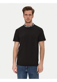 Lacoste T-Shirt TH9582 Czarny Regular Fit. Kolor: czarny. Materiał: syntetyk, bawełna