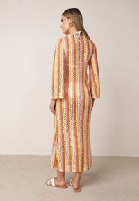 Born2be - Pomarańczowa Rustykalna Sukienka Letnia z Plecionki w Paski Ixelle. Okazja: na co dzień. Kolor: pomarańczowy. Długość rękawa: długi rękaw. Wzór: paski. Sezon: lato. Typ sukienki: proste. Styl: elegancki, klasyczny, wakacyjny, casual #4