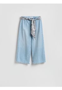 Reserved - Jeansy culotte z opaską - niebieski. Kolor: niebieski