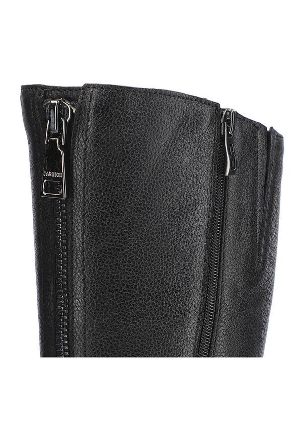 Kozaki damskie Simen, naturalna skóra licowa z wysoką dopasowaną cholewką zamkiem błyskawicznym oraz solidną podeszwą, czarne, 4259A-Faeda. Okazja: na co dzień. Zapięcie: zamek. Kolor: czarny. Materiał: skóra. Szerokość cholewki: normalna. Sezon: jesień, zima. Styl: casual, klasyczny, elegancki