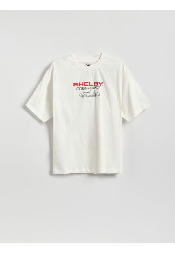 Reserved - T-shirt Shelby - złamana biel. Materiał: dzianina, bawełna