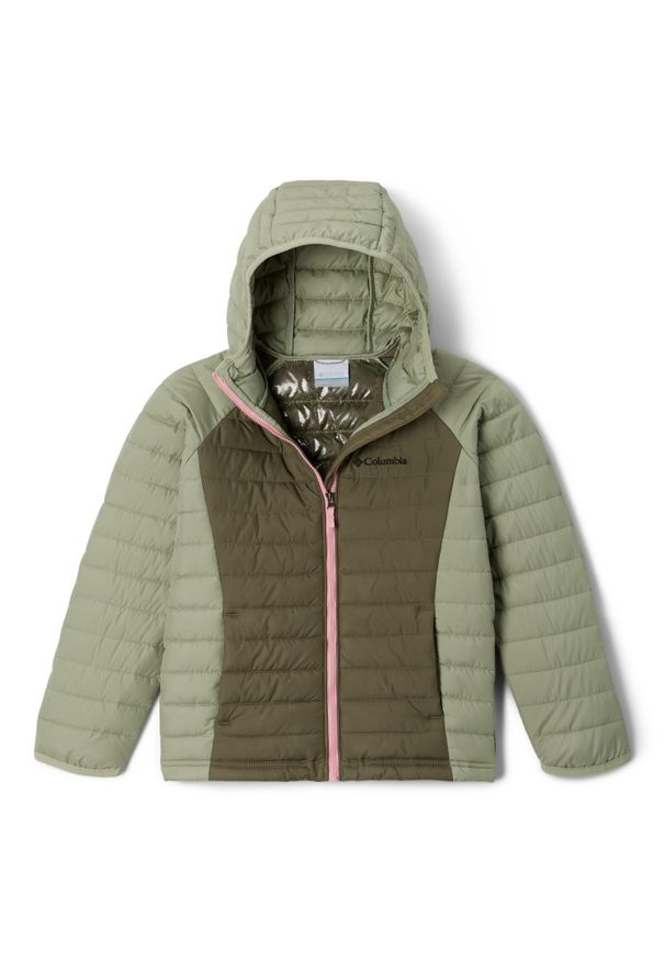 columbia - Kurtka zimowa dziewczęca Columbia Powder Lite Girls Hooded Jacket. Kolor: zielony. Sezon: zima. Sport: turystyka piesza