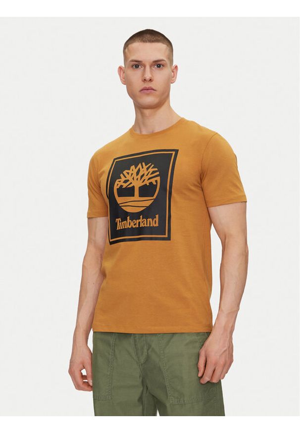 Timberland T-Shirt TB0A5WQQ Beżowy Regular Fit. Kolor: beżowy. Materiał: bawełna