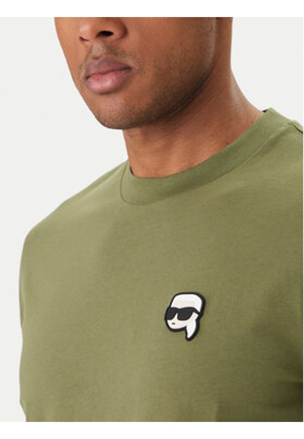 Karl Lagerfeld - KARL LAGERFELD T-Shirt 755710 562224 Zielony Regular Fit. Typ kołnierza: dekolt w karo. Kolor: zielony. Materiał: bawełna