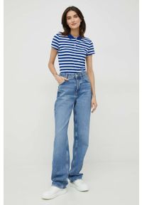 TOMMY HILFIGER - Tommy Hilfiger polo damski kolor niebieski z kołnierzykiem. Typ kołnierza: polo. Kolor: niebieski. Materiał: dzianina. Długość: krótkie #6