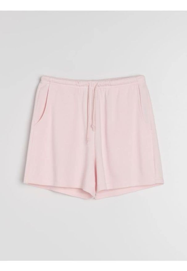 Sinsay - Szorty dresowe z bawełną - różowy. Kolor: różowy. Materiał: bawełna, dresówka