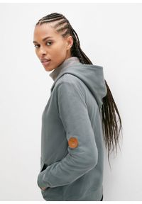 bonprix - Bluza rozpinana z kapturem, z czystej bawełny. Typ kołnierza: kaptur. Kolor: zielony. Materiał: skóra, bawełna