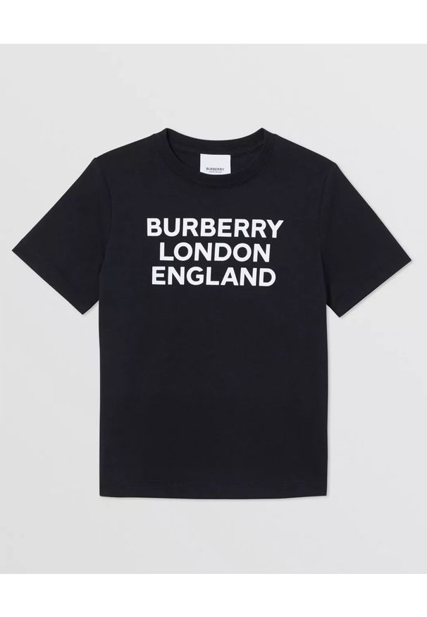BURBERRY CHILDREN - Czarny t-shirt 4-14 lat. Okazja: na co dzień. Kolor: czarny. Materiał: bawełna. Wzór: nadruk. Sezon: lato. Styl: casual