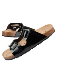 Klapki Abeba Sandals Black W 8088 czarne. Kolor: czarny. Materiał: guma, skóra ekologiczna