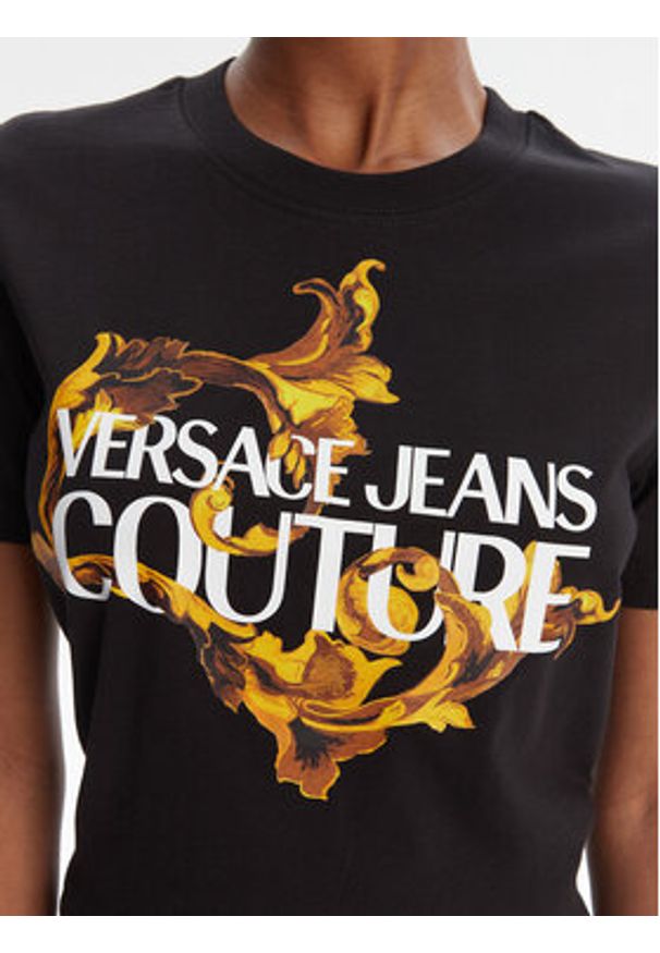 Versace Jeans Couture T-Shirt 79HAHE06 CJ00E Czarny Regular Fit. Kolor: czarny. Materiał: bawełna