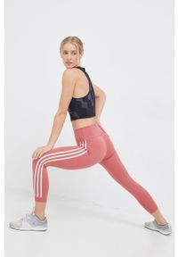 adidas Performance legginsy treningowe Optime Trainicons damskie kolor różowy z nadrukiem. Kolor: różowy. Materiał: lycra, materiał, włókno, skóra. Wzór: nadruk. Styl: sportowy. Sport: fitness #4