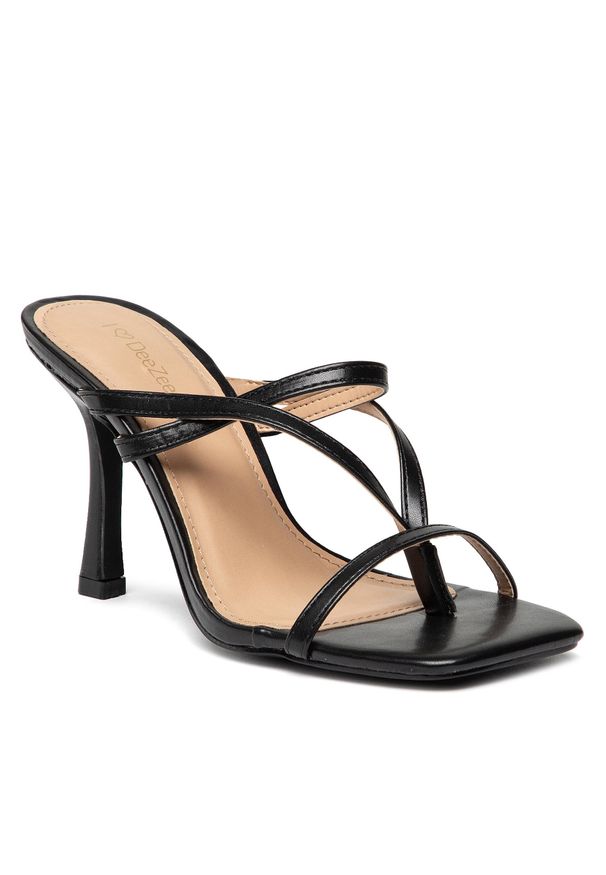 Japonki DeeZee LS5687-01 Black. Kolor: czarny. Materiał: skóra