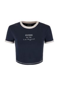 Guess T-Shirt Signature V3GI02 KBNW0 Granatowy Slim Fit. Kolor: niebieski. Materiał: bawełna #7