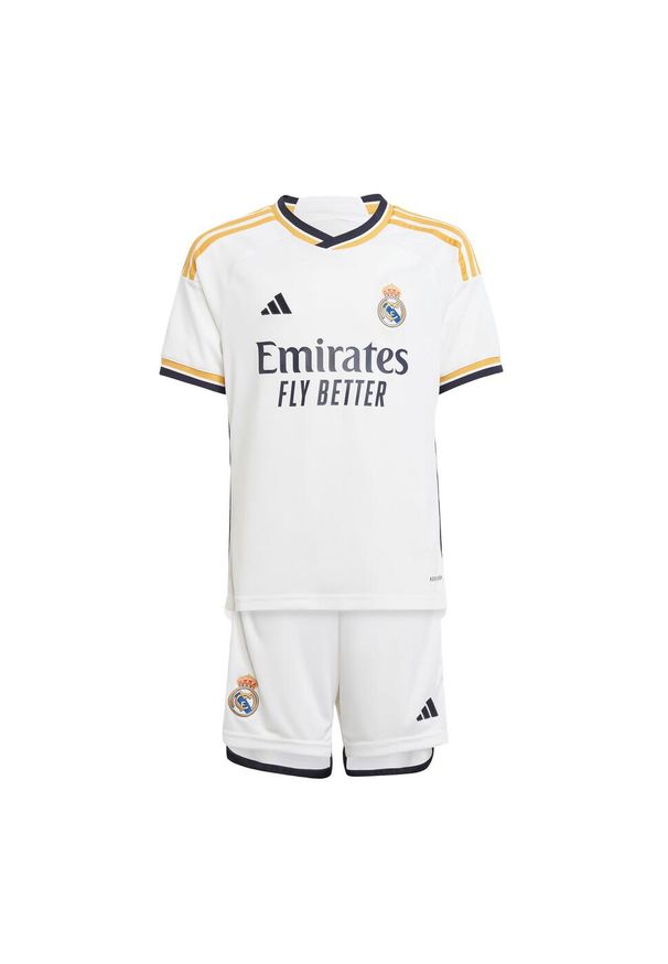 Adidas - Zestaw Real Madrid 23/24 Home Kids. Kolor: biały. Materiał: materiał