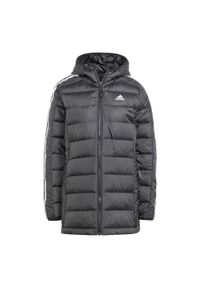Adidas - Parka Essentials 3-Stripes Light Down Hooded. Kolor: czarny. Materiał: puch, materiał