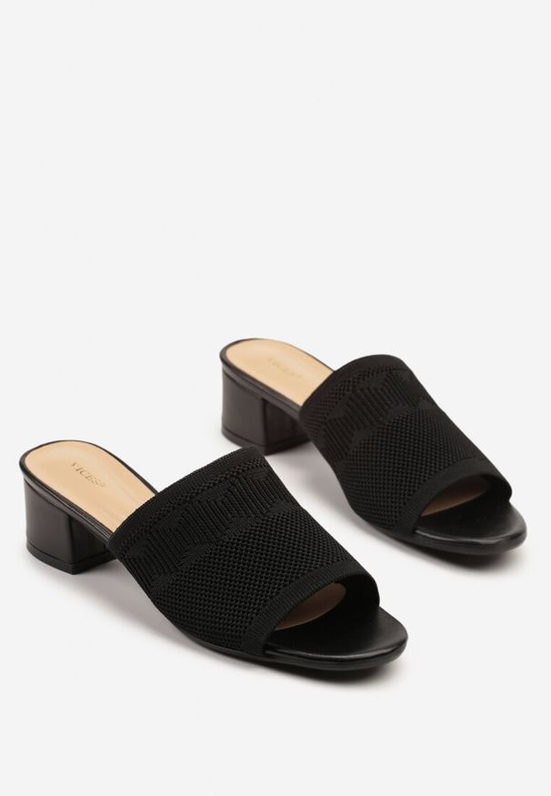 Born2be - Czarne Klapki na Obcasie Vices w Stylu Boho Linisela. Okazja: na co dzień. Kolor: czarny. Obcas: na obcasie. Styl: boho. Wysokość obcasa: średni